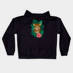 Tropical Jungle Leopard | Green Kids Hoodie